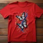 Red butterfly Cotton T- shirt