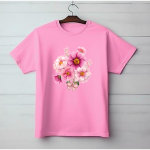 Cotton ladies T-shirt dtf Pink flower