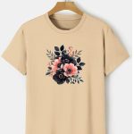 Cotton ladies T-shirt dtf flower