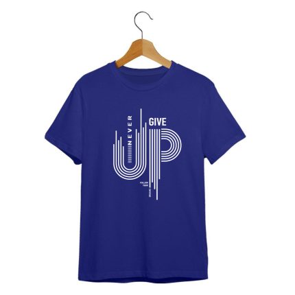 Royal blue T-shirt for Never give up